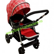 Cărucior nou născut 2 in 1 +plasă pentru insecte Baby Care 511 Roșu Design - Img 5