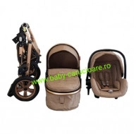 Cărucior nou născut 3 in 1 +geantă multifuncționala +plasă pentru insecte Baby Care S 530 Dark Capuccino - Img 7