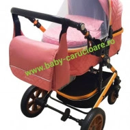 Carucior nou născut 3 in 1+ geantă multifuncționala +plasă pentru insecte Baby Care S 530 Roz Design - Img 7