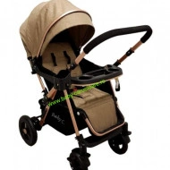 Cărucior nou născut 2 in 1+geanta multifuncționala+plasă pentru insecte Baby Care 511 Capuccino - Img 7