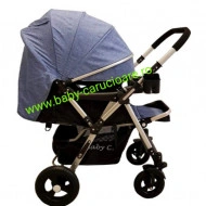 Cărucior nou născut 2 in 1 +plasă pentru insecte Baby Care 511 Albastru Jeans