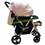 Cărucior nou născut 2 in 1 +plasă pentru insecte Baby Care 511 Crem Gold