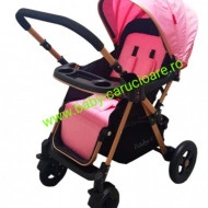 Cărucior nou născut 2 in 1 +plasă pentru insecte Baby Care 511 Roz - Img 3
