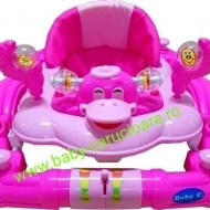 Premergator balansoar 2 in 1 cu roți din silicon Baby Care Ratusca Roz - Img 3