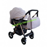 Cărucior nou născut 2 in 1+geantă multifuncționala+plasă pentru insecte Baby Care 511 Grey Gold - Img 3