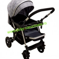 Cărucior nou născut 2 in 1 +geanta multifuncționala+plasă pentru insecte Baby Care 511 Grey Design - Img 6