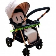 Cărucior nou născut 2 in 1 +plasă pentru insecte Baby Care 511 Crem Gold - Img 3