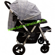 Cărucior nou născut 2 in 1 +plasă pentru insecte Baby Care 511 Grey Design