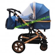 Cărucior-nou-născut-3-in-1-Baby-C-geantă-multifuncționala-plasă-pentru-insecte-cod-S-530-Albastru-Design-1 - Img 5