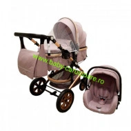 Cărucior nou născut 3 in 1 +geantă multifuncționala+ plasă pentru insecte Baby Care 530 Grey Gold - Img 8