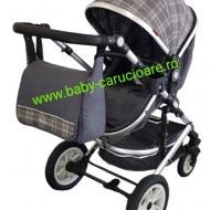 Carucior nou născut 3 in 1+ geantă multifuncționala +plasă pentru insecte Baby Care S 530 Grey Design - Img 6