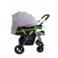 Cărucior nou născut 2 in 1+geantă multifuncționala+plasă pentru insecte Baby Care 511 Grey Gold - Img 4