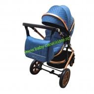 Cărucior-nou-născut-3-in-1-Baby-C-geantă-multifuncționala-plasă-pentru-insecte-cod-S-530-Albastru-Design-1 - Img 6