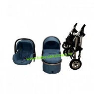 Cărucior nou născut 3 in 1 +geantă multifuncționala+ plasă pentru insecte Baby Care 531 Albastru - Img 7