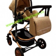 Cărucior nou născut 3 in 1 +geantă multifuncționala +plasă pentru insecte Baby Care 531 Dark Capuccino - Img 6