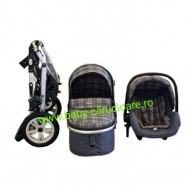 Carucior nou născut 3 in 1+ geantă multifuncționala +plasă pentru insecte Baby Care S 530 Grey Design - Img 7
