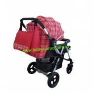 Cărucior nou născut 2 in 1+geanta multifuncționala+plasă pentru insecte Baby Care 511 Roșu Design - Img 2