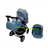 Cărucior nou născut 3 in 1 +geantă multifuncționala+ plasă pentru insecte Baby Care 531 Albastru