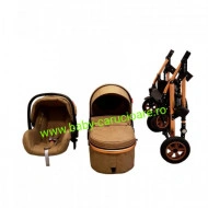 Cărucior nou născut 3 in 1 +geantă multifuncționala +plasă pentru insecte Baby Care 531 Dark Capuccino - Img 7