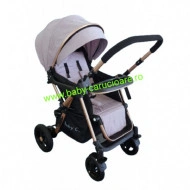 Cărucior nou născut 2 in 1+geantă multifuncționala+plasă pentru insecte Baby Care 511 Grey Gold - Img 6