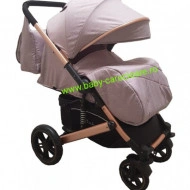 Cărucior nou născut 2 in 1+geantă multifuncționala+plasă pentru insecte Baby Care 512 Beige - Img 3
