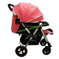 Cărucior nou născut 2 in 1 +plasă pentru insecte Baby Care 511 Pink