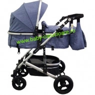 Cărucior-nou-născut-3-in-1-Baby-C-geantă-multifuncționala-plasă-pentru-insecte-cod-531-Albastru-Jeans-1 - Img 5