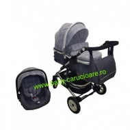 Cărucior nou născut 3 in 1 +geantă multifuncționala+ plasă pentru insecte Baby Care 531 Grey Design - Img 2