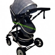 Cărucior nou născut 3 in 1 +geantă multifuncționala+ plasă pentru insecte Baby Care 531 Grey Design - Img 5