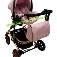 Cărucior nou născut 3 in 1 +geantă multifuncționala +plasă pentru insecte Baby Care 531 Gold Grey - Img 2