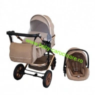 Cărucior nou născut 3 in 1 +geantă multifuncționala +plasă pentru insecte Baby Care S 530 Dark Capuccino - Img 2