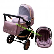 Cărucior nou născut 3 în 1+geantă multifuncționala+plasă pentru insecte cod S 530 Gri Gold Design - Img 2