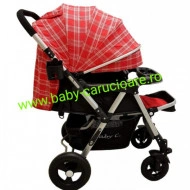 Cărucior nou născut 2 in 1+geanta multifuncționala+plasă pentru insecte Baby Care 511 Roșu Design - Img 4