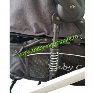 Cărucior nou născut 2 in 1+geantă multifuncționala+plasă pentru insecte Baby Care 512 Grey Design - Img 2