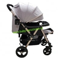 Cărucior nou născut 2 in 1 +plasă pentru insecte Baby Care 511 Grey Gold