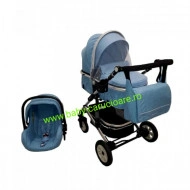 Cărucior nou născut 3 in 1 +geantă multifuncționala+ plasă pentru insecte Baby Care 531 Albastru - Img 4