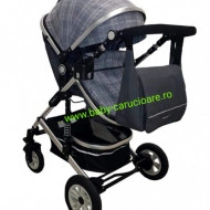 Cărucior nou născut 3 in 1 +geantă multifuncționala+ plasă pentru insecte Baby Care 531 Grey Design - Img 6