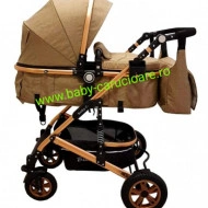 Cărucior nou născut 3 in 1 +geantă multifuncționala +plasă pentru insecte Baby Care 531 Dark Capuccino - Img 2