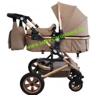 Cărucior nou născut 3 in 1 +geantă multifuncționala +plasă pentru insecte Baby Care S 530 Dark Capuccino - Img 3