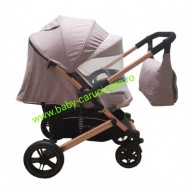 Cărucior nou născut 2 in 1+geantă multifuncționala+plasă pentru insecte Baby Care 512 Beige