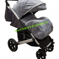 Cărucior nou născut 2 in 1+geantă multifuncționala+plasă pentru insecte Baby Care 512 Grey Design - Img 3