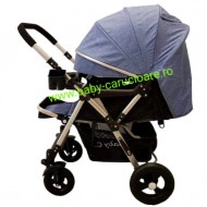 Cărucior nou născut 2 in 1 +plasă pentru insecte Baby Care 511 Albastru Jeans - Img 2