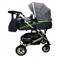 Cărucior nou născut 3 in 1 +geantă multifuncționala+ plasă pentru insecte Baby Care 531 Grey Design - Img 4