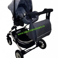 Cărucior nou născut 3 in 1 +geantă multifuncționala+ plasă pentru insecte Baby Care 531 Grey Design - Img 7
