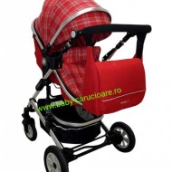 Cărucior nou născut 3 in 1 +geantă multifuncționala+ plasă pentru insecte Baby Care 531 Roșu Design - Img 5
