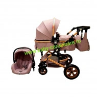 Cărucior nou născut 3 in 1 +geantă multifuncționala+ plasă pentru insecte Baby Care 530 Grey Gold