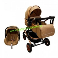 Cărucior nou născut 3 in 1 +geantă multifuncționala +plasă pentru insecte Baby Care 531 Dark Capuccino - Img 3