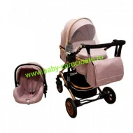 Cărucior nou născut 3 in 1 +geantă multifuncționala +plasă pentru insecte Baby Care 531 Gold Grey