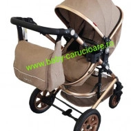Cărucior nou născut 3 in 1 +geantă multifuncționala +plasă pentru insecte Baby Care S 530 Dark Capuccino - Img 4