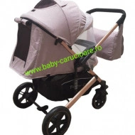 Cărucior nou născut 2 in 1+geantă multifuncționala+plasă pentru insecte Baby Care 512 Beige - Img 5